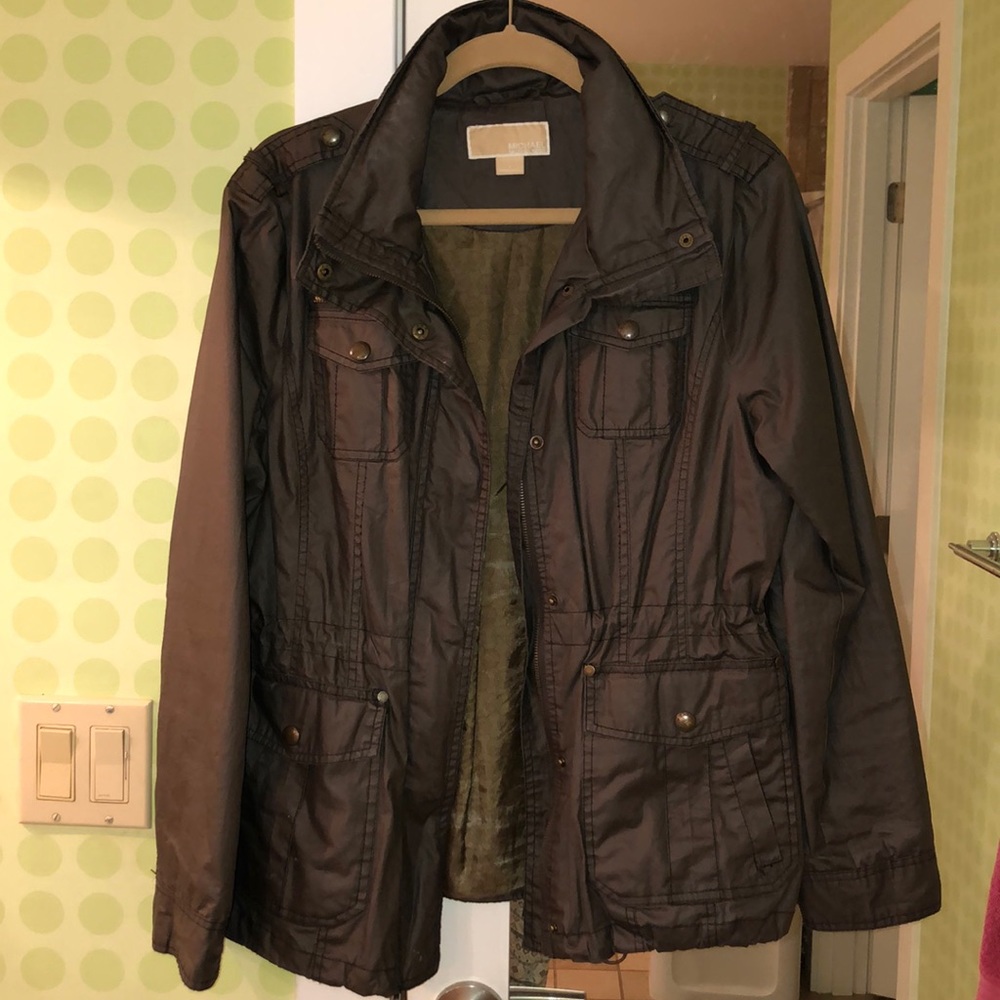 MICHAEL KORS DARK OLIVE RAIN JACKET